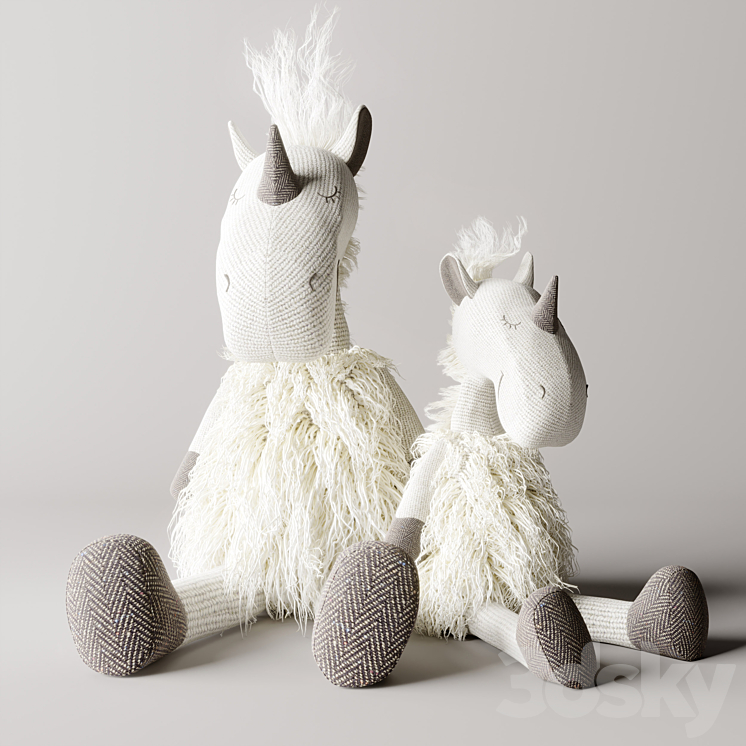 WOOLY plush unicorn 3DS Max - thumbnail 1