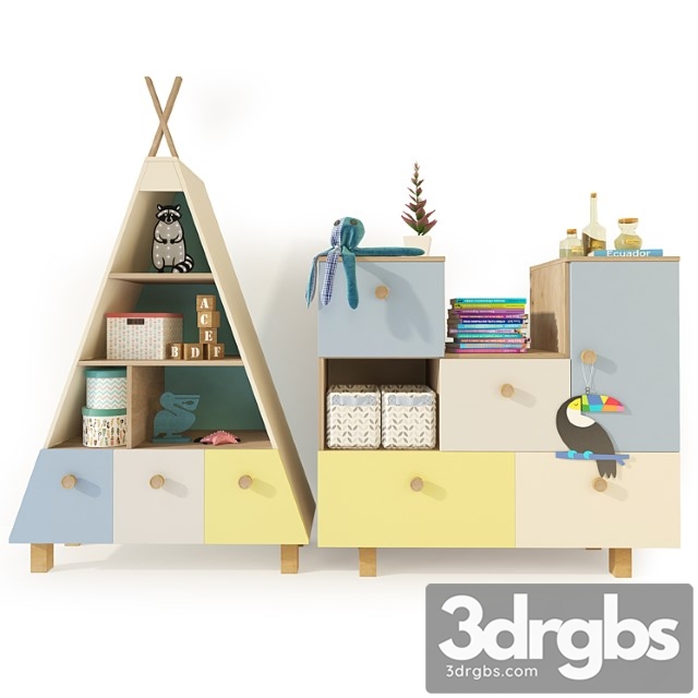 Wardrobe Bookcase. children& 3dsmax Download - thumbnail 1