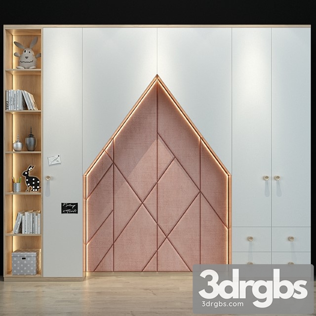 Wardrobe Cabinet with headboard 188 3dsmax Download - thumbnail 1