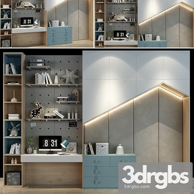 Wardrobe Furniture for a children 0245 3dsmax Download - thumbnail 1