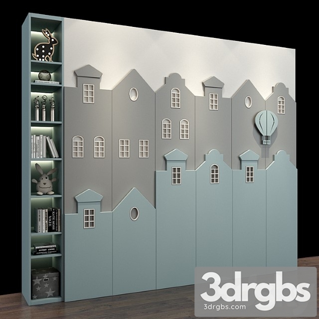 Wardrobe Furniture for a children 0251 3dsmax Download - thumbnail 1