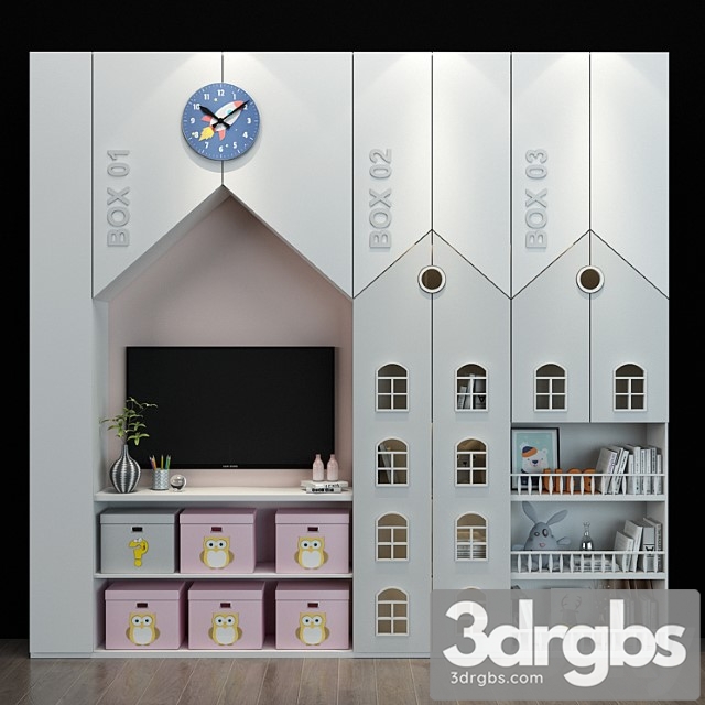 Wardrobe Furniture for a children 054 3dsmax Download - thumbnail 1