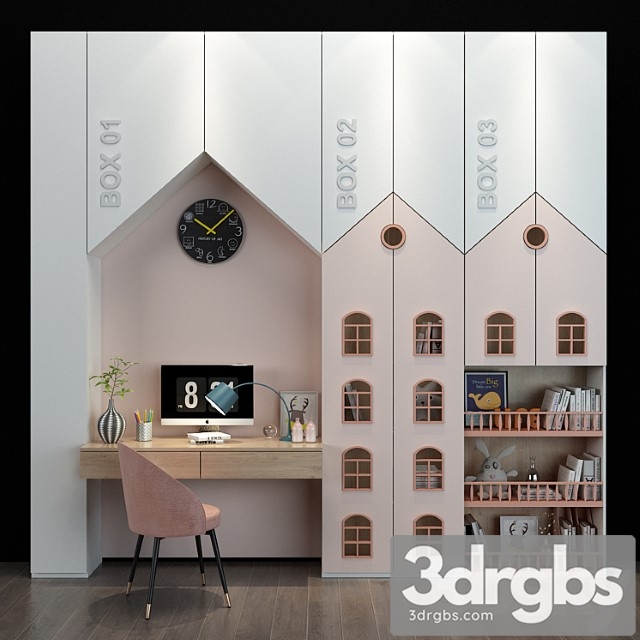 Wardrobe Furniture for a children 078 3dsmax Download - thumbnail 1