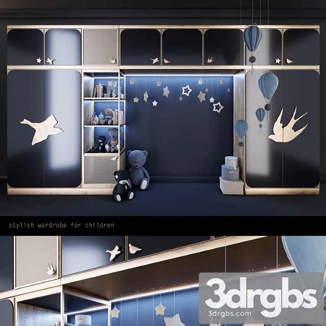 Wardrobe Wardrobe for kids room 2 3dsmax Download - thumbnail 1