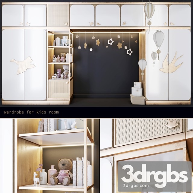 Wardrobe Wardrobe for kids room 3dsmax Download - thumbnail 1