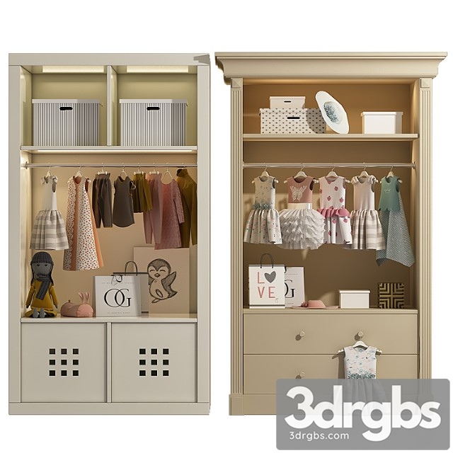 Wardrobe Wardrobe with decor 3 3dsmax Download - thumbnail 1