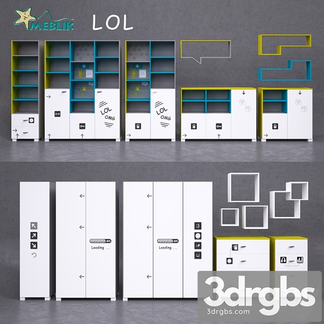 Wardrobe Youth furniture lol-cases racks 3dsmax Download - thumbnail 1