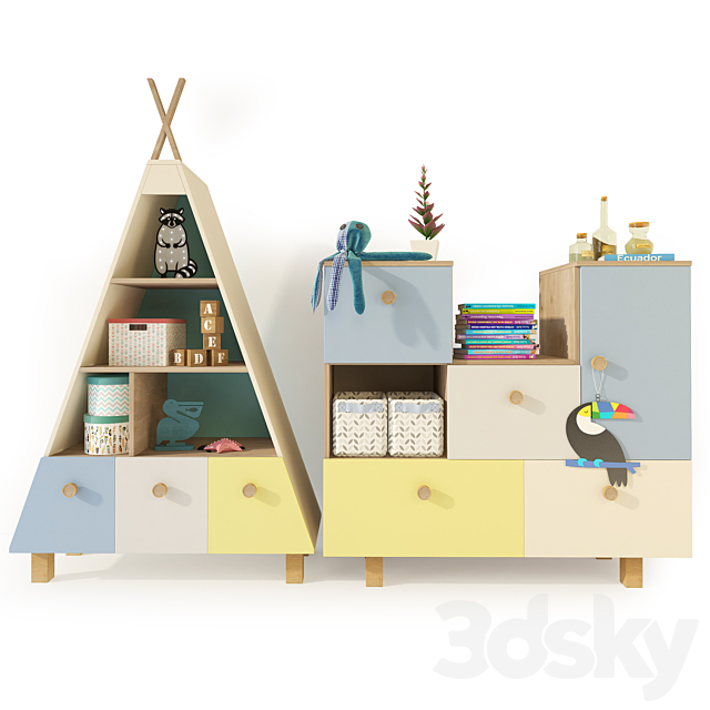 Bookcase. Children’s furniture Kvikk 3ds Max - thumbnail 1