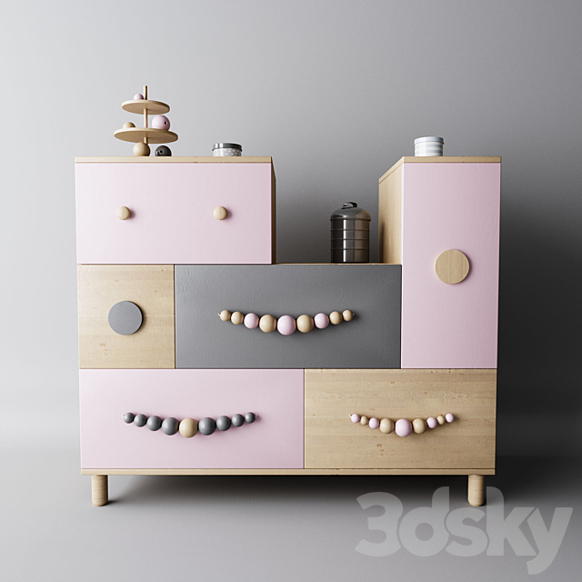 Children’s dresser with color boxes 3ds Max - thumbnail 1