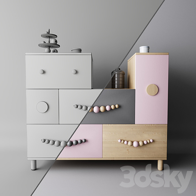 Children’s dresser with color boxes 3ds Max - thumbnail 3