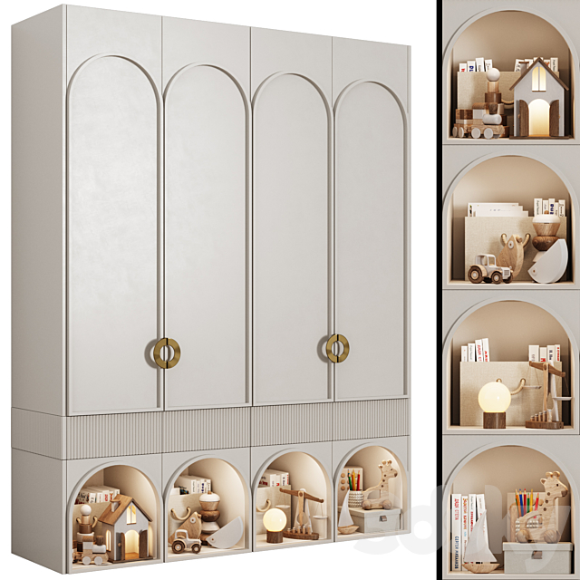 Children’s modular wardrobe in neoclassical style 10 3ds Max - thumbnail 3