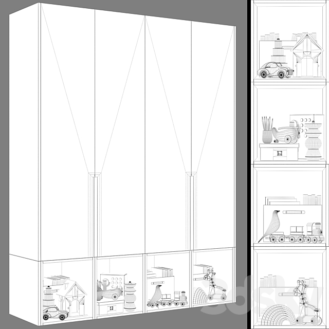 Modular children’s wardrobe in a modern style 07 3DS Max Model - thumbnail 5