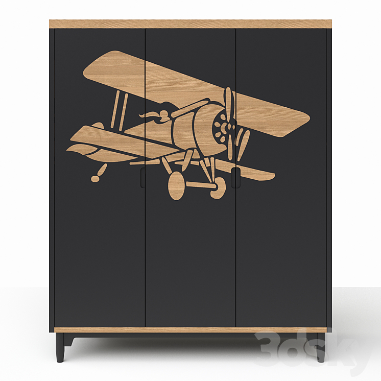 Three-folding wardrobe with Travel aircraft 3DS Max - thumbnail 2