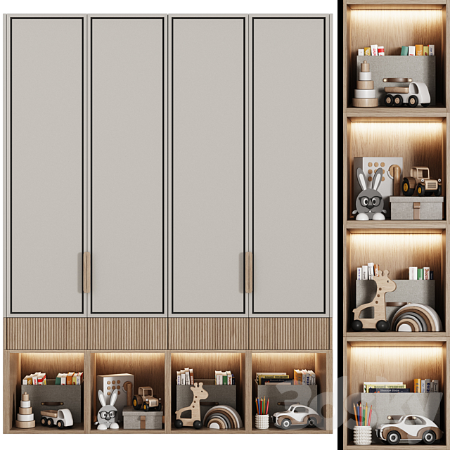 Wardrobe children’s modular in a modern style 04 3ds Max - thumbnail 2