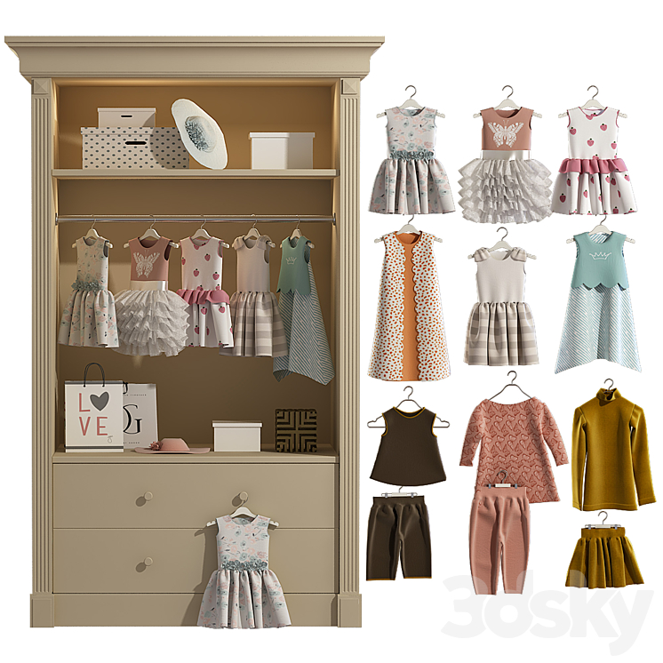 Wardrobe with decor 3 3DS Max - thumbnail 2