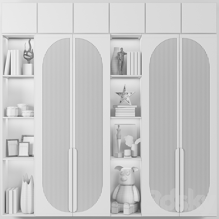 Wardrobe with decor books and figurines in the nursery 3DS Max - thumbnail 2