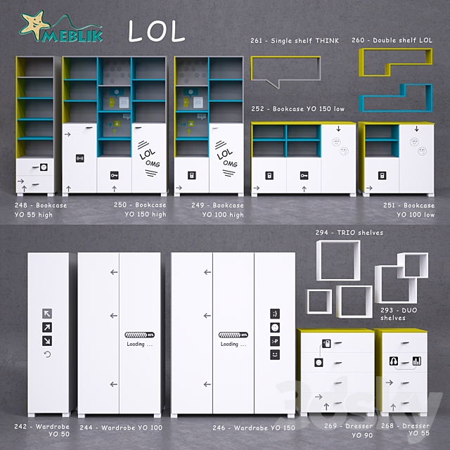 Youth furniture LOL-Cases racks 3ds Max - thumbnail 2