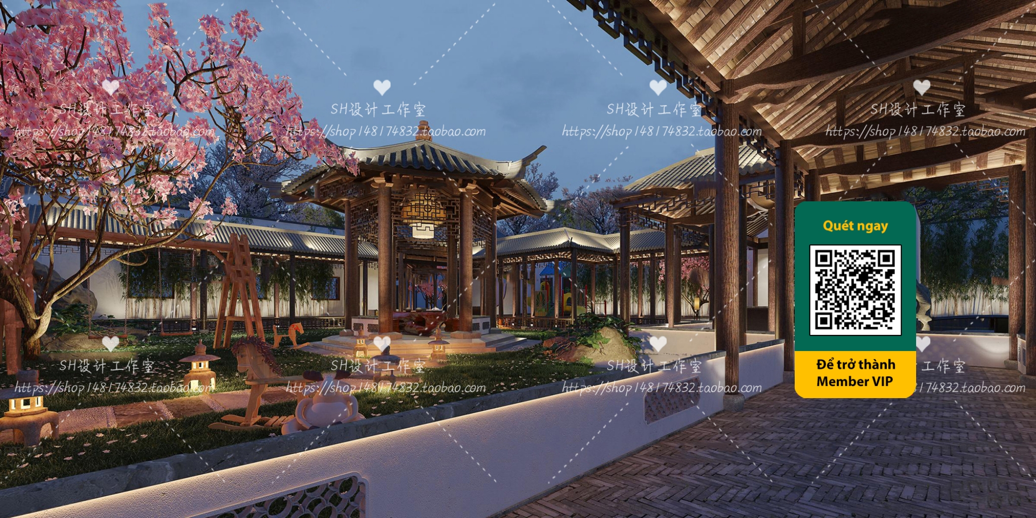 COURTYARD – VRAY / CORONA – 3D MODEL – 6388 - thumbnail 1