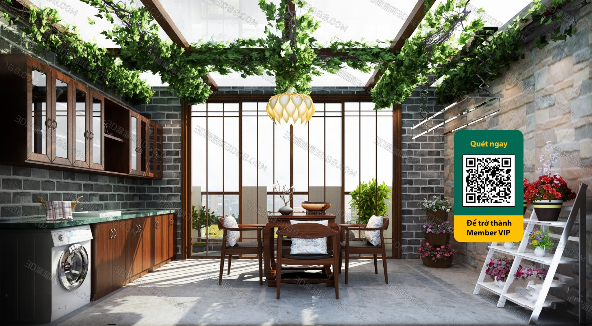 COURTYARD – VRAY / CORONA – 3D MODEL – 6414 - thumbnail 1