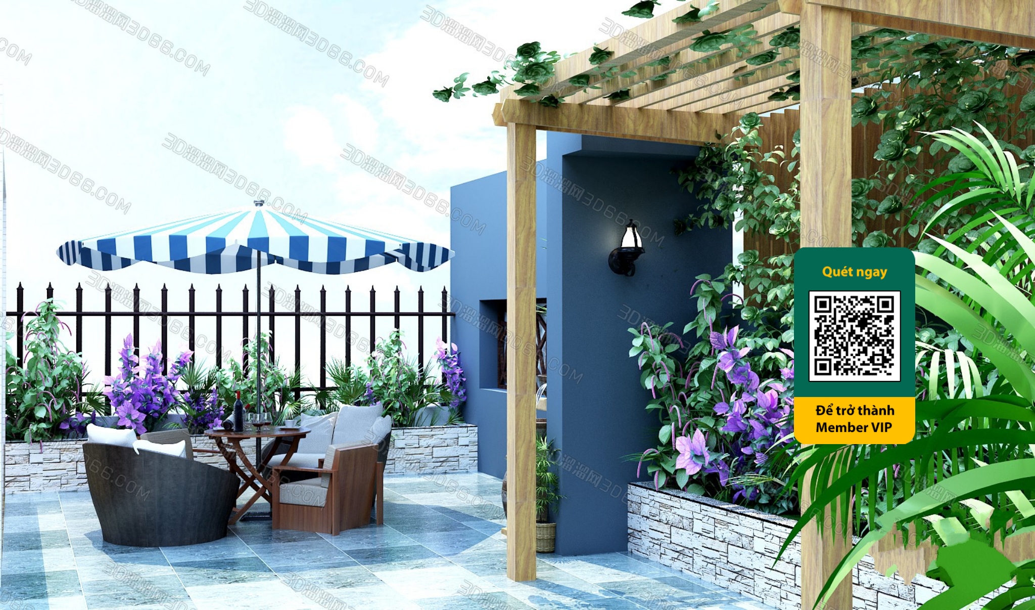 COURTYARD – VRAY / CORONA – 3D MODEL – 6419 - thumbnail 1