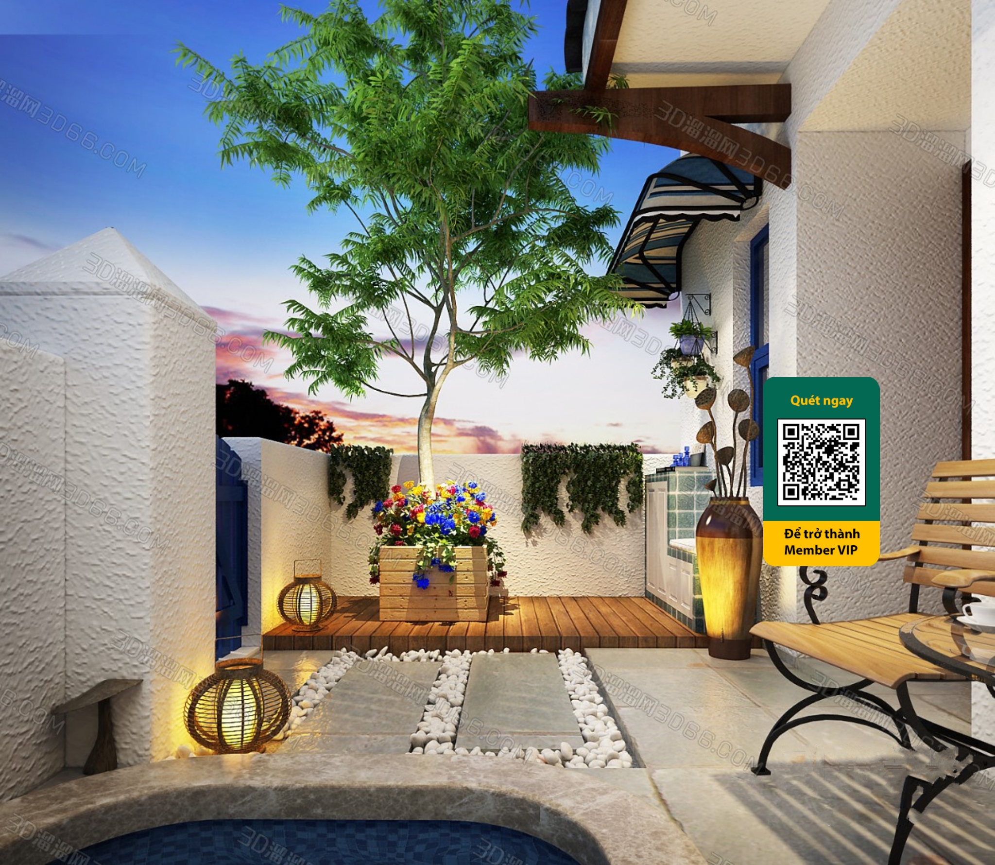 COURTYARD – VRAY / CORONA – 3D MODEL – 6449 - thumbnail 1