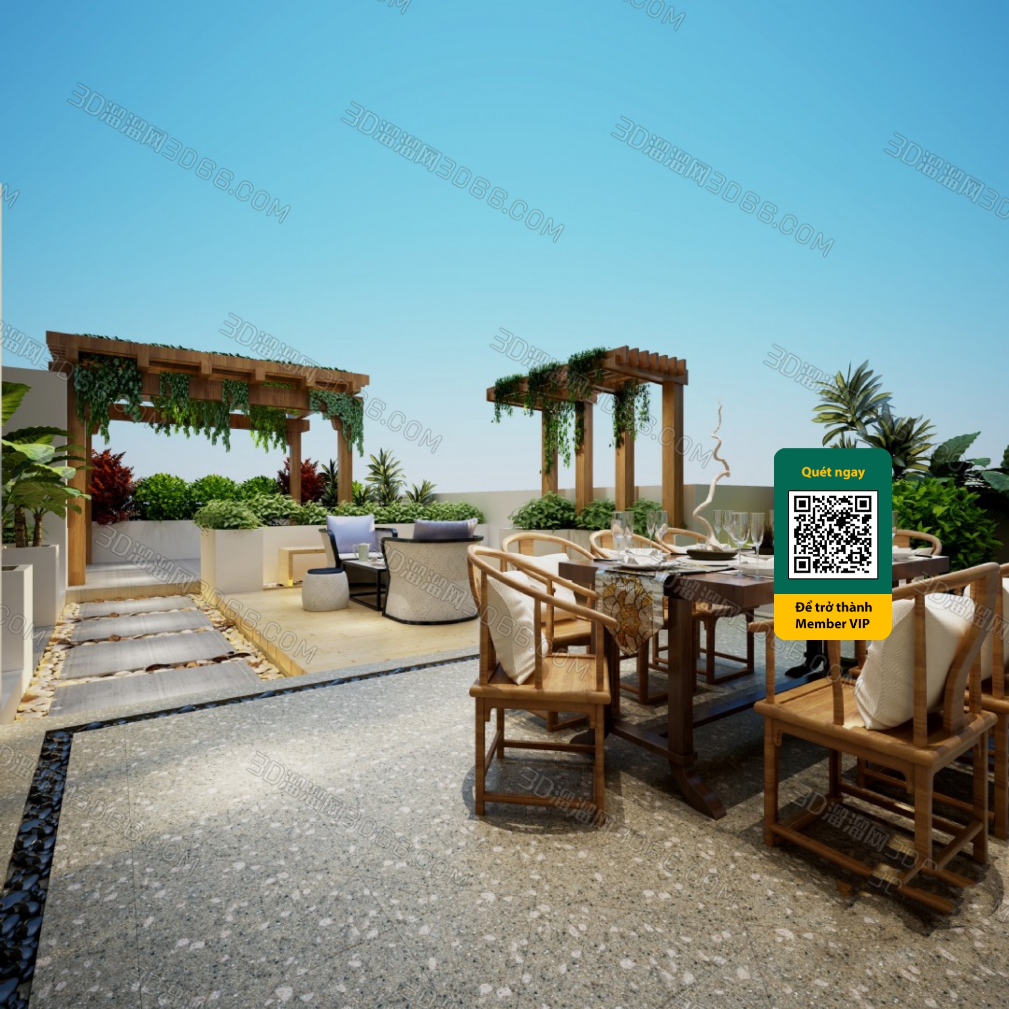 COURTYARD – VRAY / CORONA – 3D MODEL – 6504 - thumbnail 1