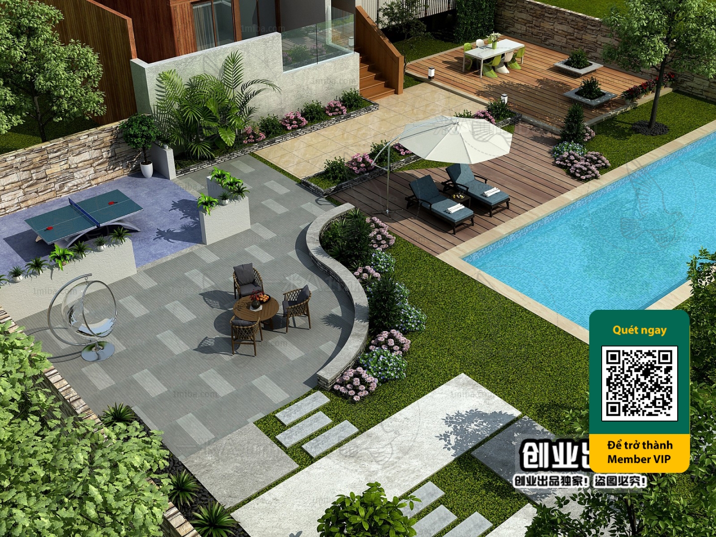 COURTYARD – VRAY / CORONA – 3D MODEL – 6519 - thumbnail 1