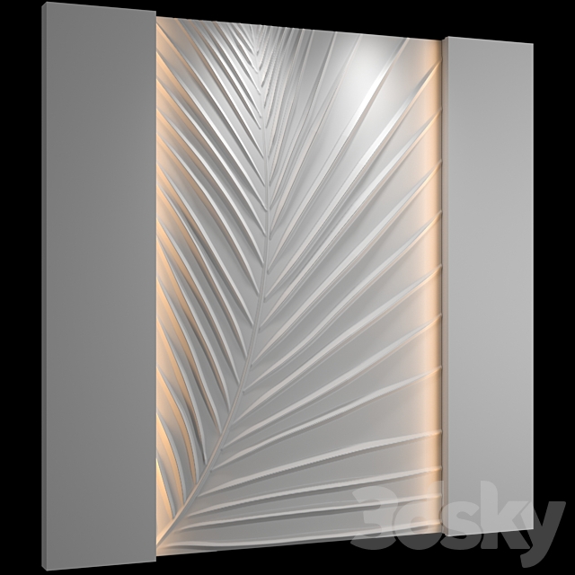 Bas-relief Palm leaf 3DS Max Model - thumbnail 2