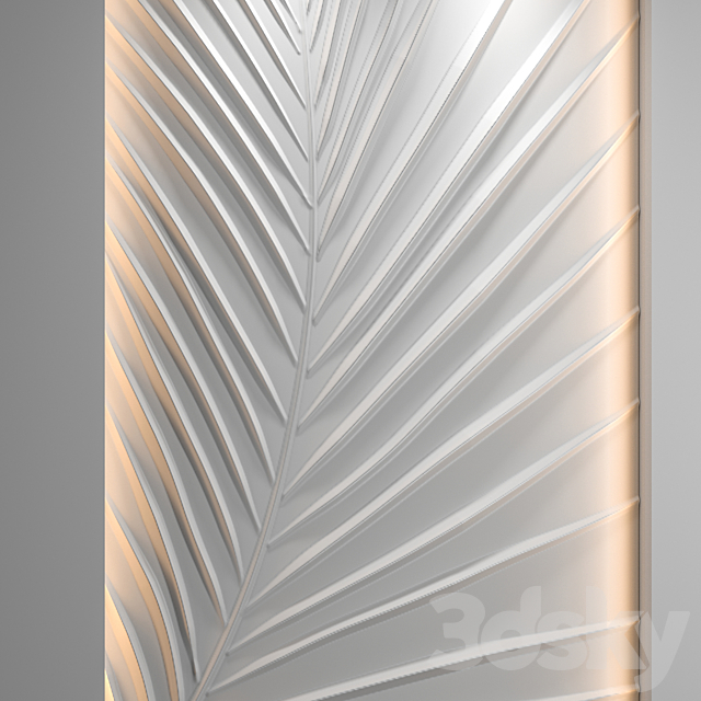 Bas-relief Palm leaf 3DS Max Model - thumbnail 3