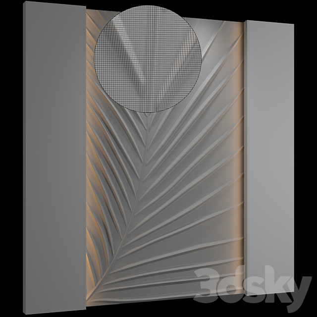 Bas-relief Palm leaf 3DS Max Model - thumbnail 4