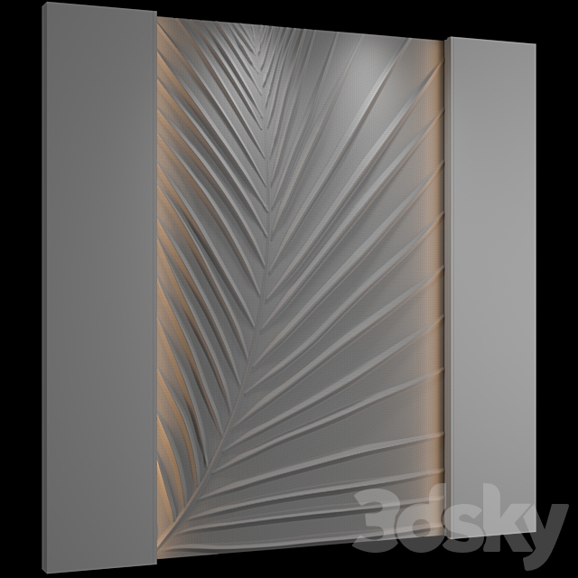 Bas-relief Palm leaf 3DS Max Model - thumbnail 5