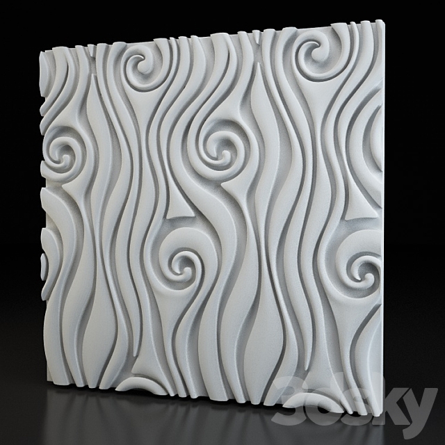 Curl-3d plaster panel 3ds Max - thumbnail 1