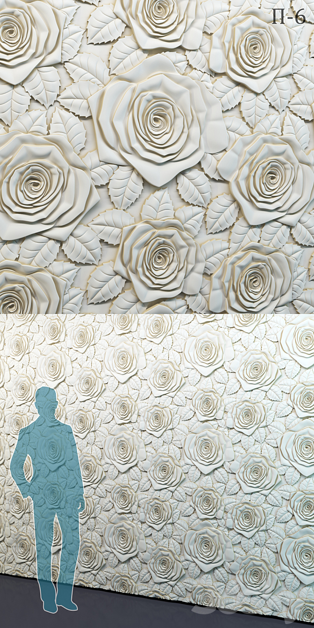 Decorative 3D panel P-6 3ds Max - thumbnail 3