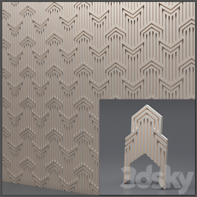 Gypsum 3D panel 3DS Max Model - thumbnail 2