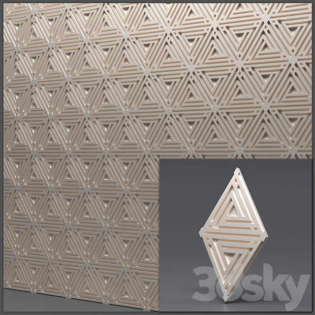 Gypsum 3D panel 3DS Max Model - thumbnail 4