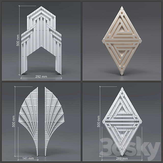 Gypsum 3D panel 3DS Max Model - thumbnail 5