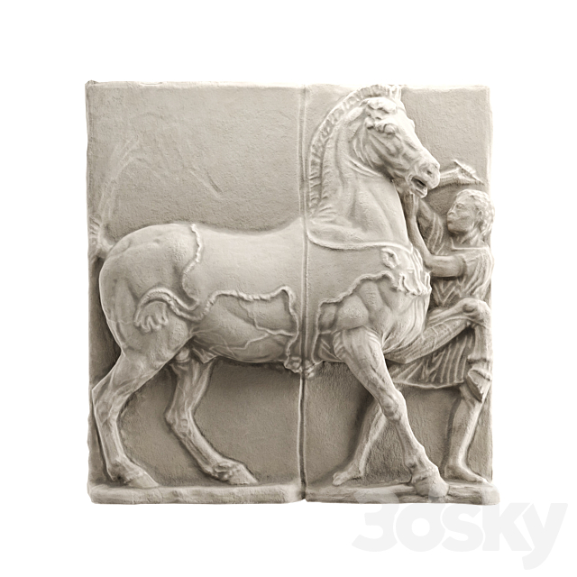 Horse and man wall classic relief 3ds Max - thumbnail 1