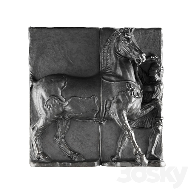 Horse and man wall classic relief 3ds Max - thumbnail 2