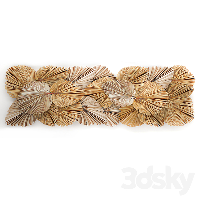 Installation and decoration for walls in eco-style made of dried flowers and dry palm leaf. Set 228. 3DS Max Model - thumbnail 4