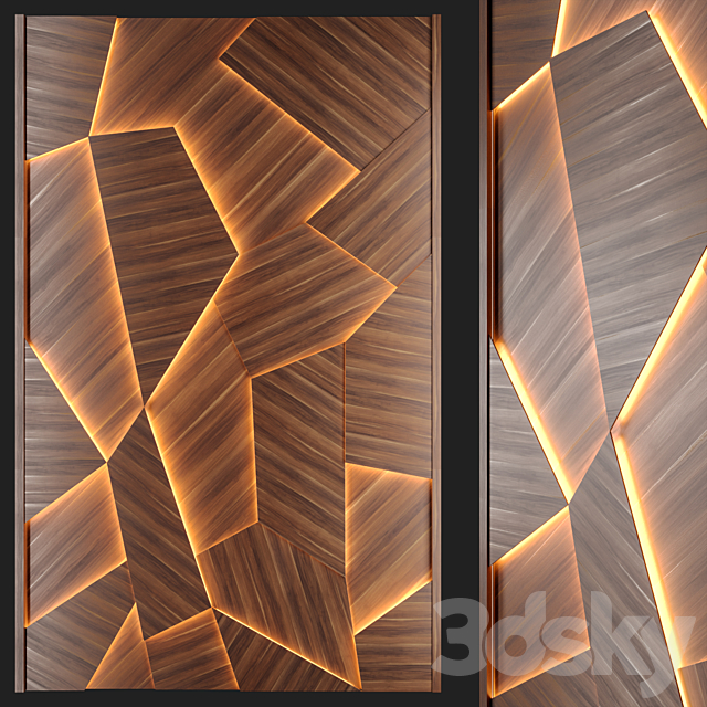 Solid wood wall panel 3DS Max Model - thumbnail 2