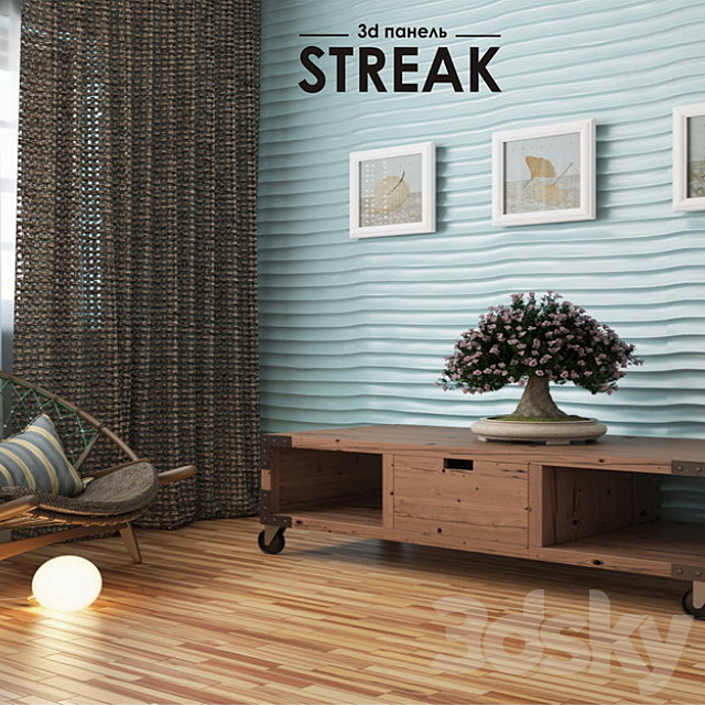 Streak-3d plaster panel 3DS Max Model - thumbnail 2