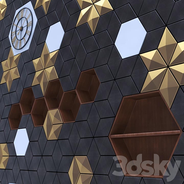 Wall Decorative panels-001 3DS Max Model - thumbnail 2