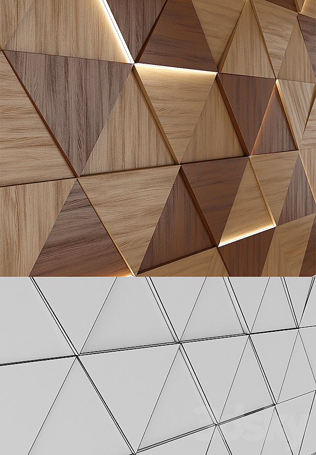 Wall Wood Panel with Lights 3ds Max - thumbnail 2