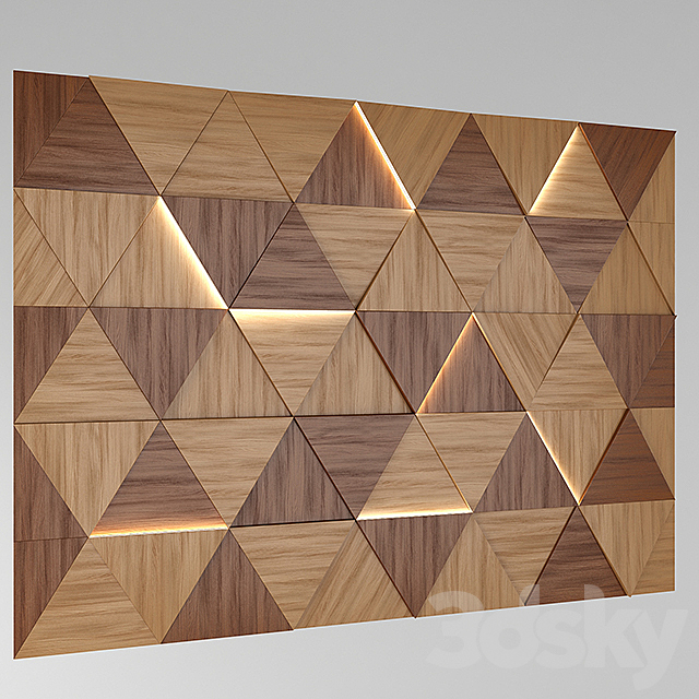 Wall Wood Panel with Lights 3ds Max - thumbnail 3