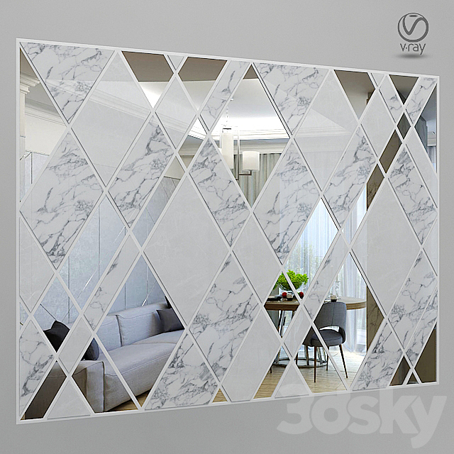 Wall_Panel_with_Mirrors 3ds Max - thumbnail 1