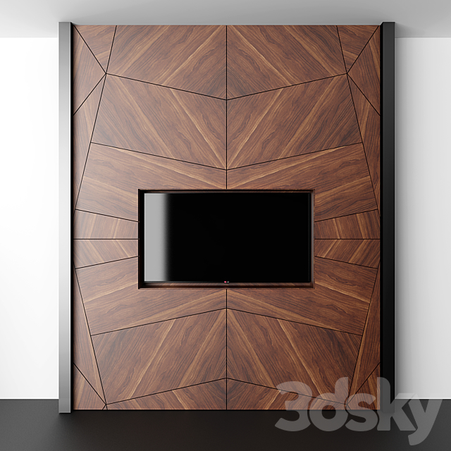 Wood TV panels 3DS Max Model - thumbnail 2