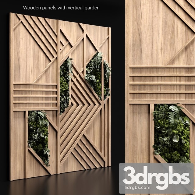 Wooden Panels and Vertical Garden 1 3dsmax Download - thumbnail 1