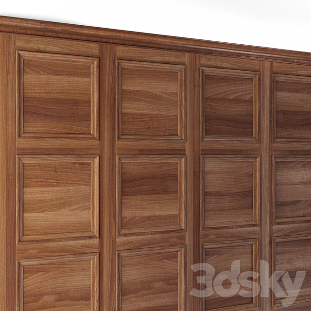 Wooden panels in classic style 3DS Max Model - thumbnail 2