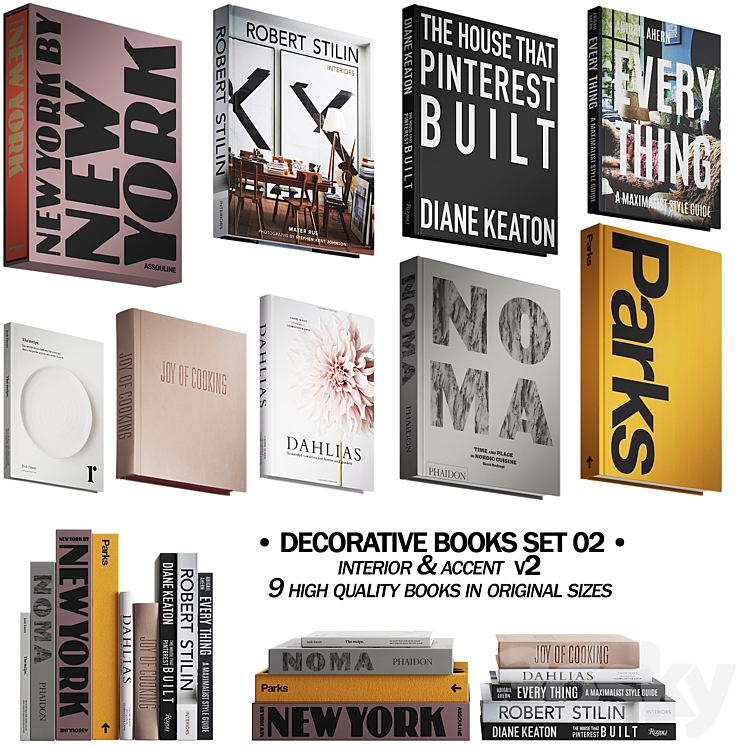 031 Decorative books set 02 diverse 00 3DS Max Model - thumbnail 1