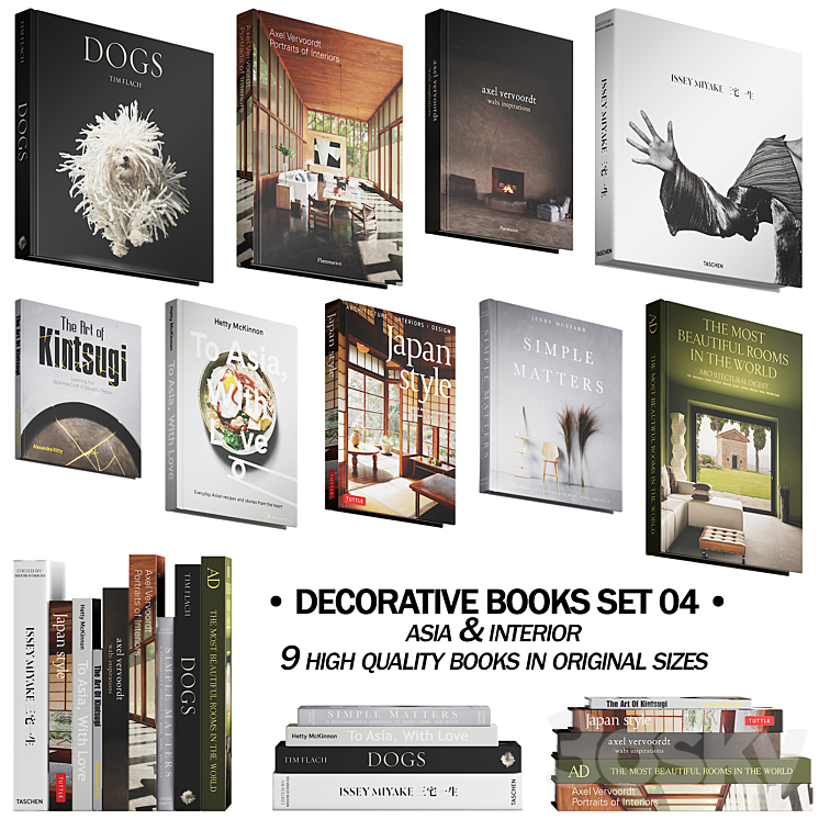 037_Decorative books set 04 Asia & Interior 00 3DS Max Model - thumbnail 1